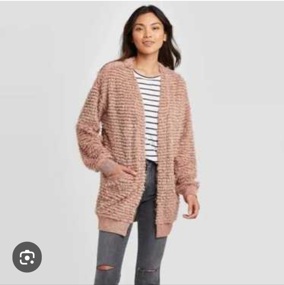 NWT Knox Rose Open Front Long Sleeve Cardigan Sweater Dusty Pink - XL